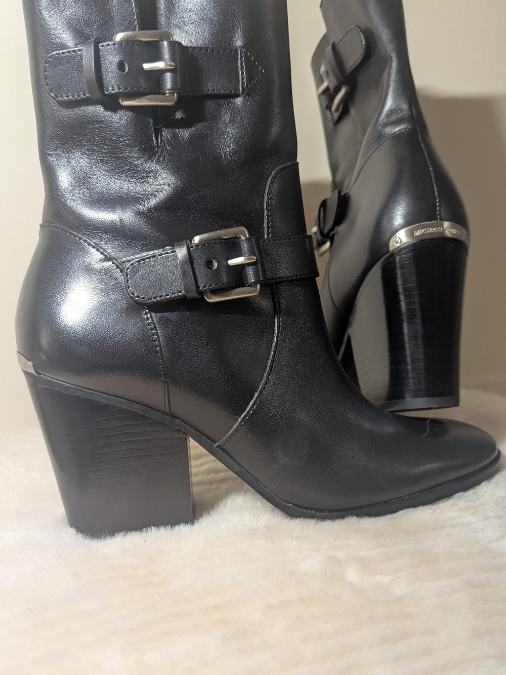 Michael Kors. Black Leather Buckle Ankle Boots - - Picture 7 of 14